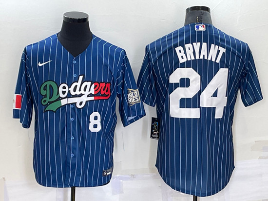 Men's Los Angeles Dodgers #24 Kobe Bryant Navy Mexico World Series Cool Base Stitched Baseball Jersey